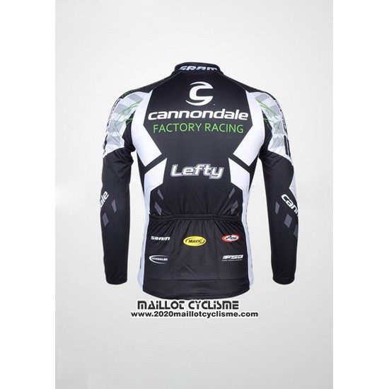 2012 Maillot Ciclismo Cannondale Noir et Blanc Manches Longues et Cuissard
